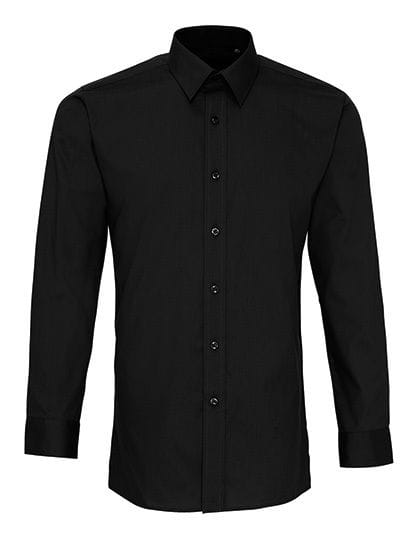 Men`s Long Sleeve Fitted Poplin Shirt Black