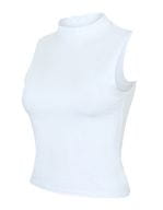 Women`s High Neck Crop Vest White