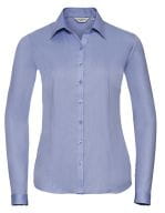 Ladies` Long Sleeve Tailored Herringbone Shirt Light Blue