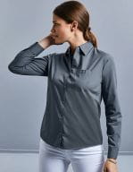 Ladies` Long Sleeve Classic Polycotton Poplin Shirt