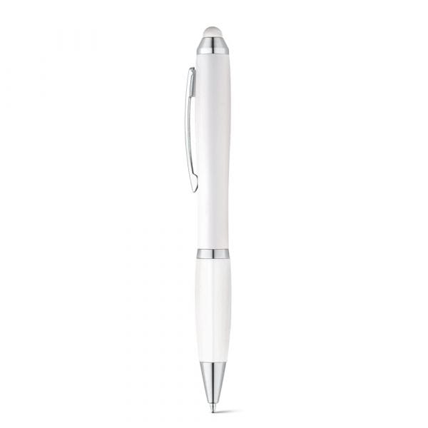 SANS. Kugelschreiber mit Clip aus Metall Weiß