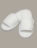 Open Toe Slipper With Hook and Loop Fastening White