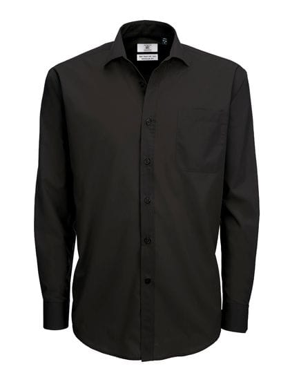Poplin Shirt Smart Long Sleeve / Men Black