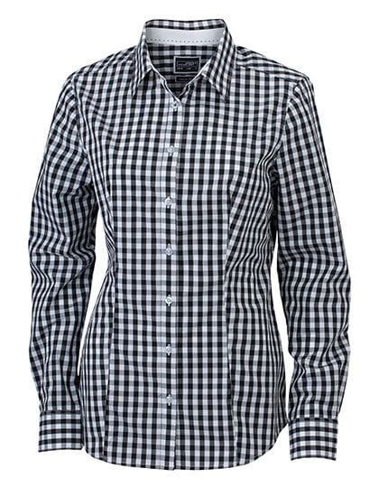 Ladies` Checked Blouse Black / White