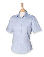 Ladies` Short Sleeved Pinpoint Oxford Shirt Light Blue
