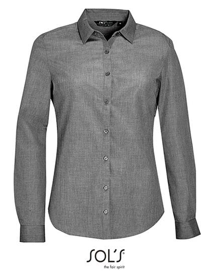 Women`s Long Sleeve Poplin Shirt Barnet Deep Grey Melange