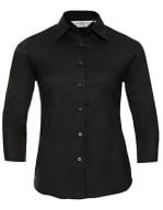 Ladies` 3/4 Sleeve Fitted Stretch Shirt Black