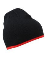 Beanie with Contrasting Border Black / Red